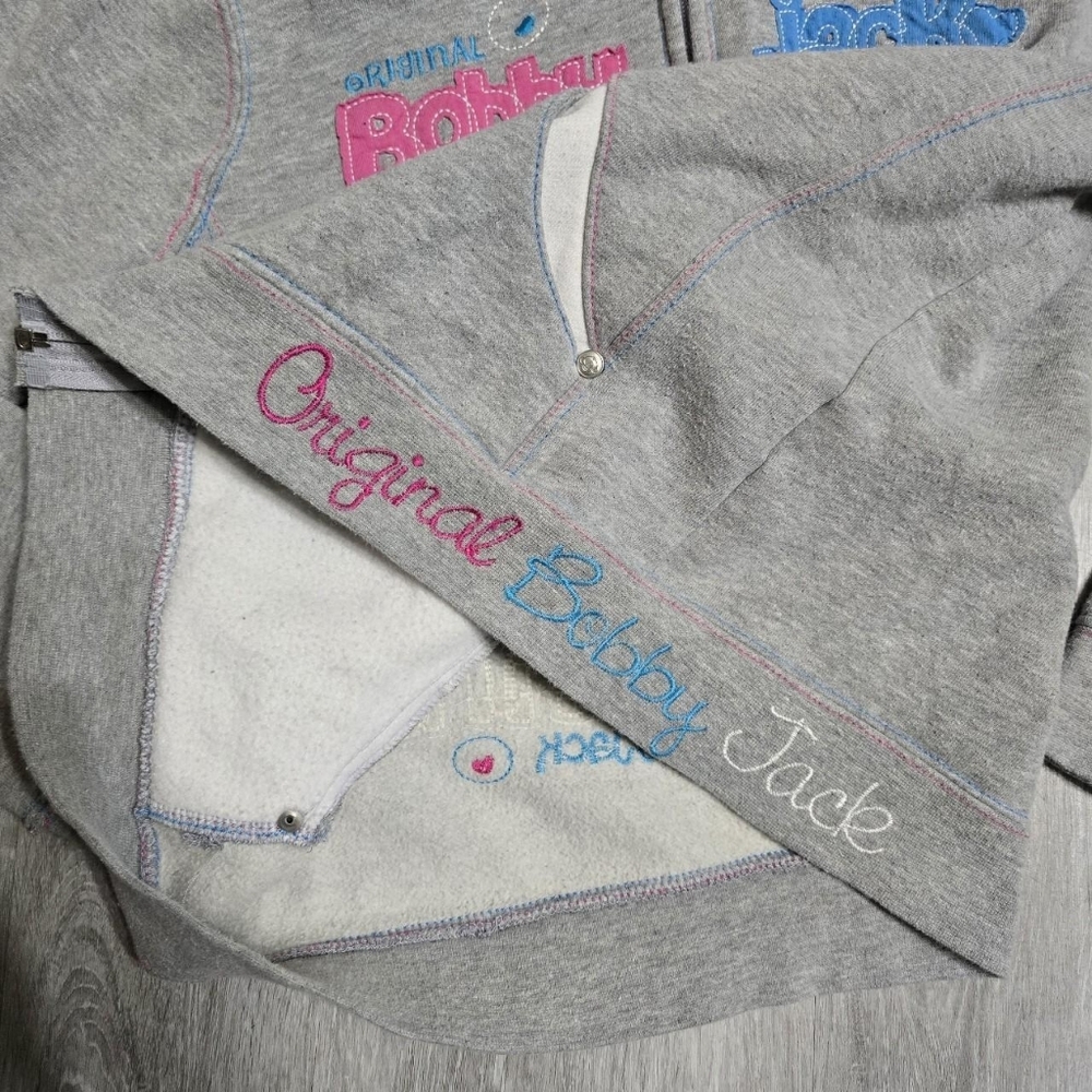 Vintage Y2K Bobby Jack Grey Embroidered Full Zip Hoodie Special Edition Youth? - Picture 6 of 8